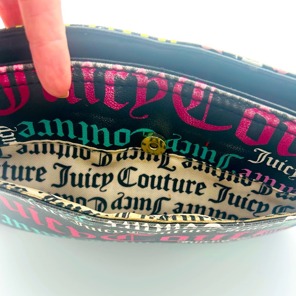 Y2K Juicy Couture Black Mini Shoulder Bag All Over Logo Print Vintage Rare Glam - Picture 4 of 11
